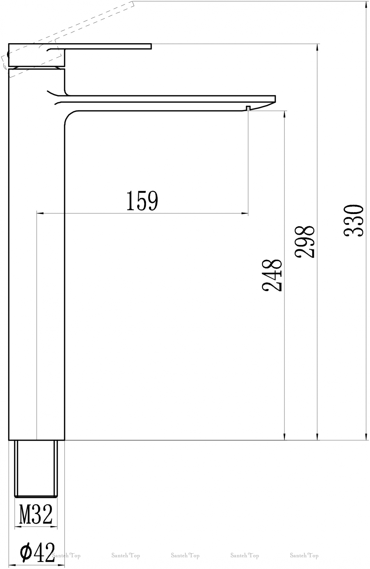 Смеситель для раковины высокий Savol 800 S-601811G хром в Santehtop (Уфа)